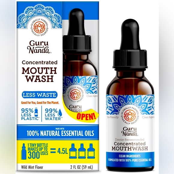 Guru Nanda Concentrated Mouthwash Wild Mint 2 fl oz Essential Oils‎ - Picture 1 of 9